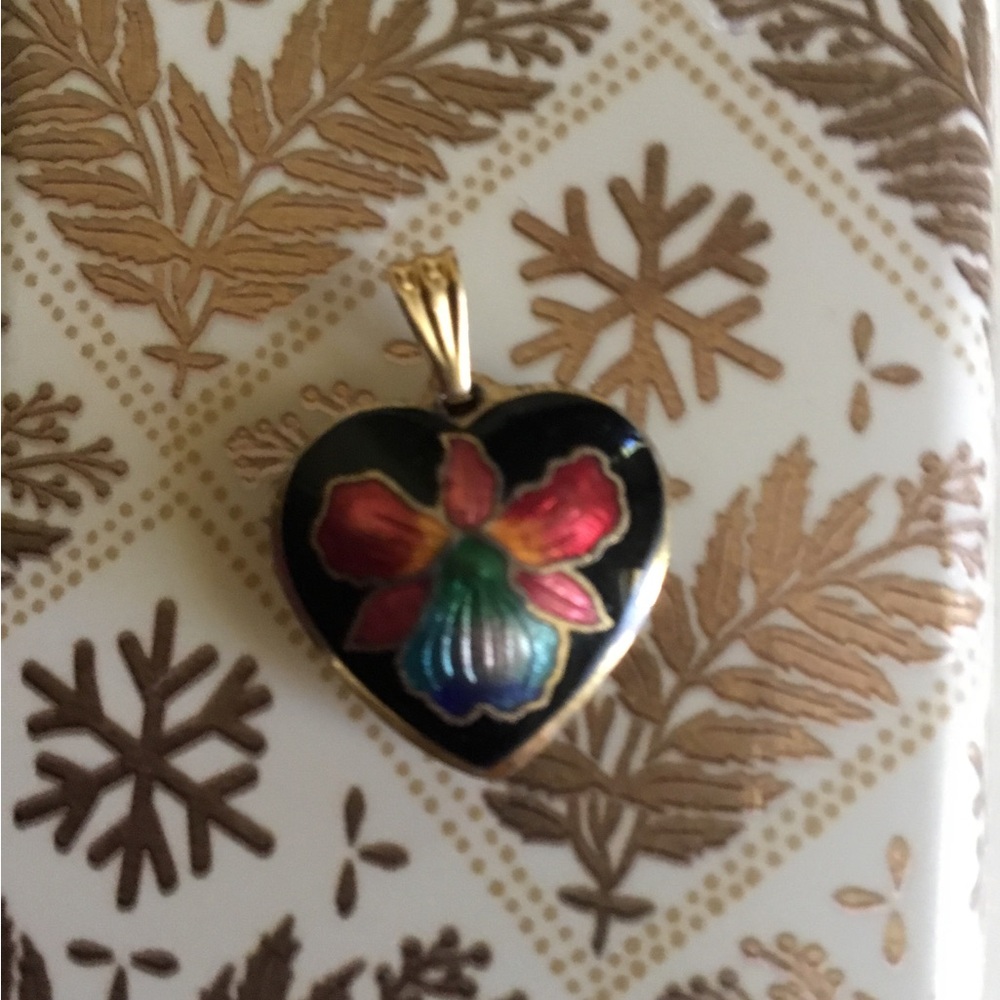 Gold Cloisonné Heart Pendant